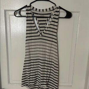 Beyond Yoga Charcoal and White Striped Top